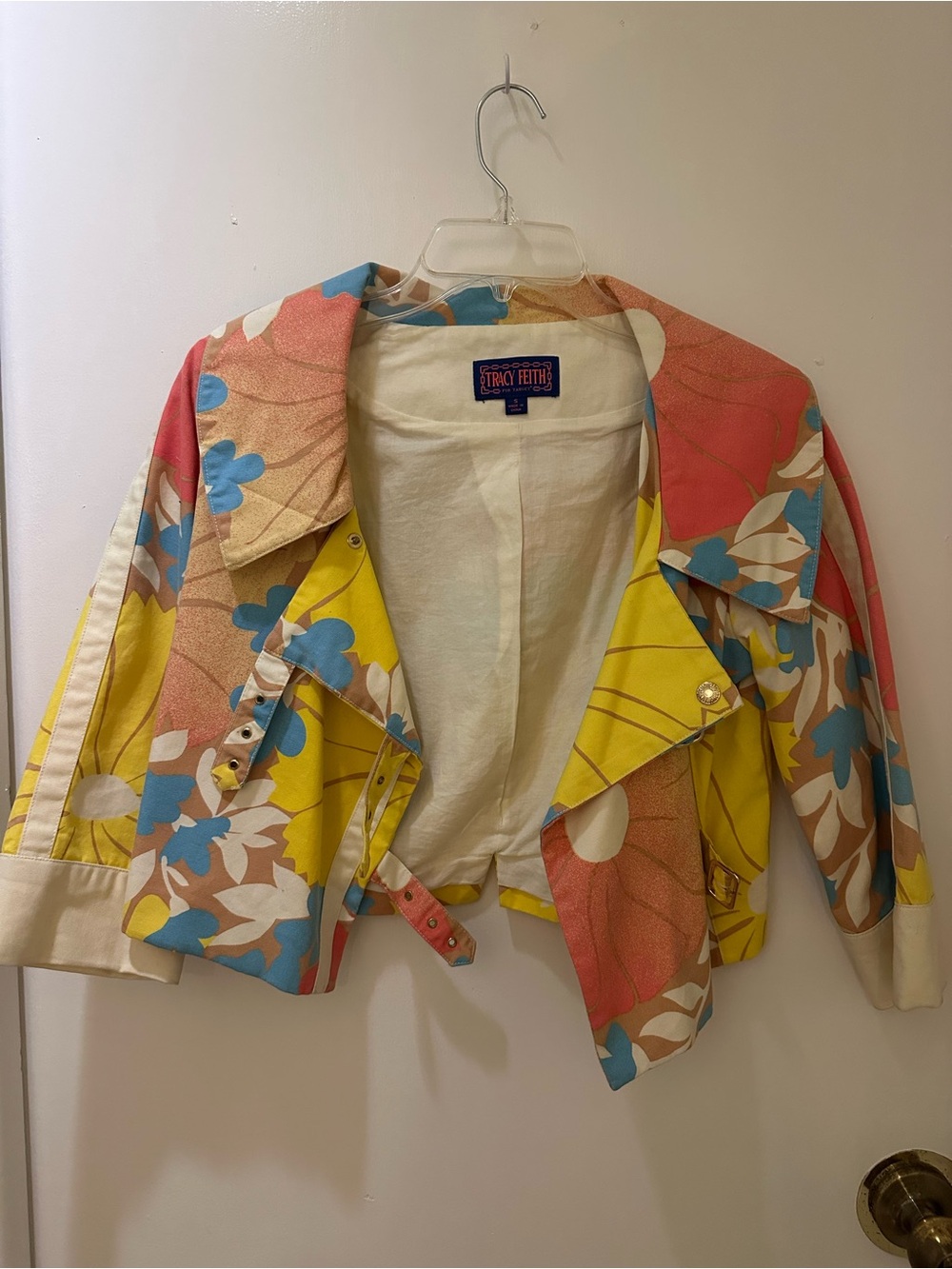 Vintage Tracy Feith Floral Crop Jacket in Yellow Multi
